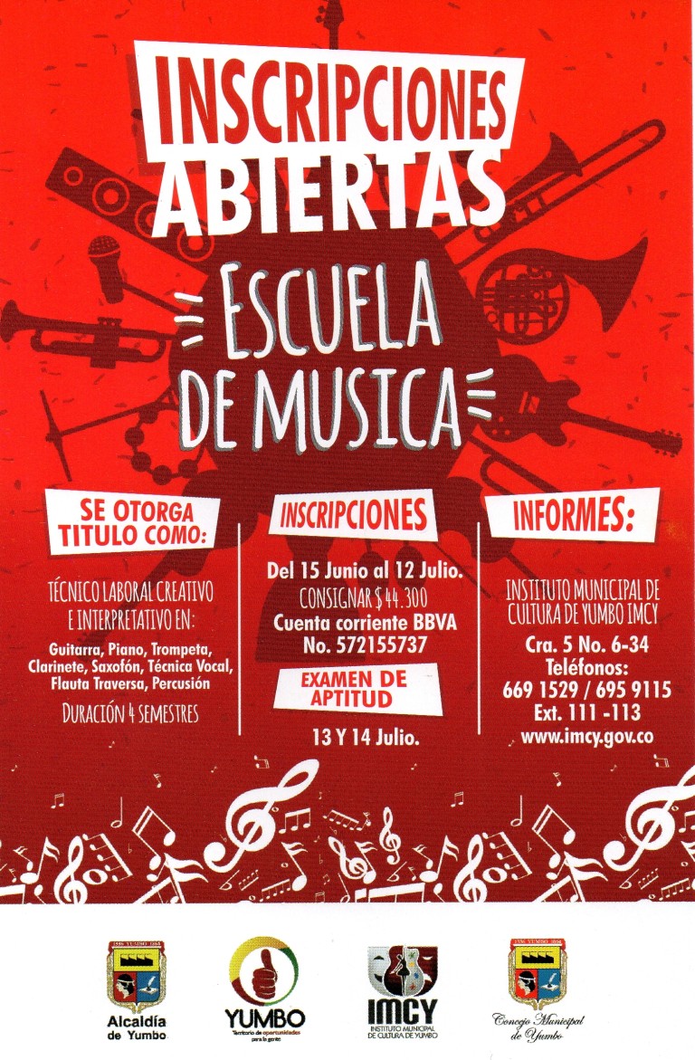 InscripciÓn Abiertas Escuela De MÚsica — Imcy 9685